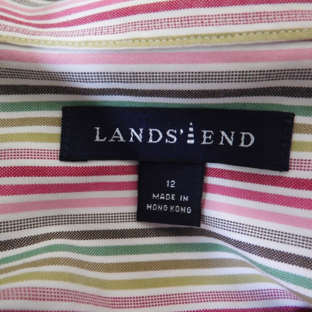 Lands‎ End womens Button up Shirt Striped Colorful Cotton Size 12 - Picture 3 of 6
